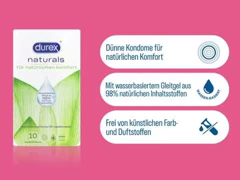 Video o proizvodu Durex naturals kondomi s lubrikantom na bazi vode, 10 komada