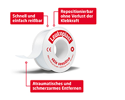 LEUKOPLAST Skin Sensitive 1,25 cmx2,6 m sa zaštitnim štitom, 1 kom