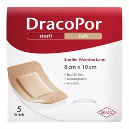 DRACOPOR Obloga za rane 8x10 cm sterilna u boji kože, 5 kom