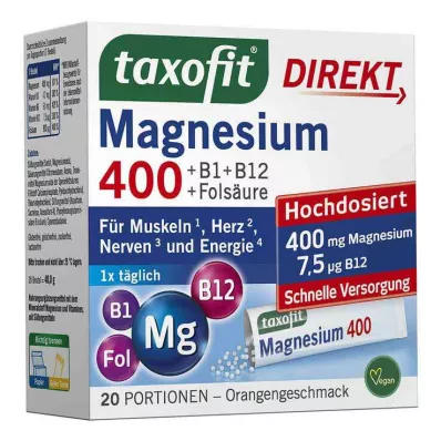 TAXOFIT Magnezij 400+B1+B6+B12+Folna kiselina 800 zrnaca, 20 kom