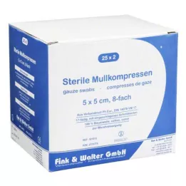 MULLKOMPRESSEN 5x5 cm sterilni 8-struki, 25X2 kom