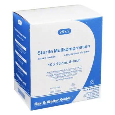 MULLKOMPRESSEN 10x10 cm sterilni 8-struki, 25X2 kom