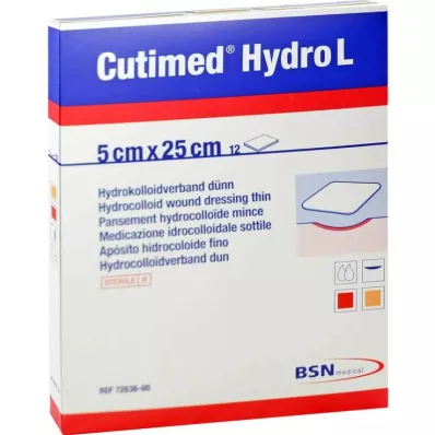 CUTIMED Hydro L hidrokoloidni spoj tanki 5x25 cm, 12 kom