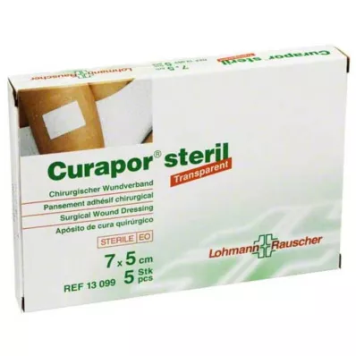 CURAPOR Obloga za rane sterilna prozirna 5x7 cm, 5 kom