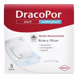 DRACOPOR vodootporna obloga za rane 8x10 cm sterilna, 5 kom