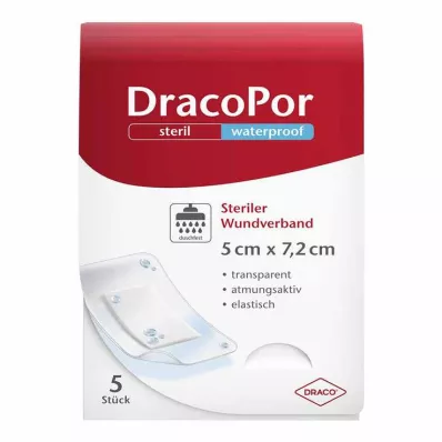 DRACOPOR vodonepropusna obloga za rane 5x7,2 cm sterilna, 5 kom DRACOPOR vodonepropusna obloga za rane 5x7,2 cm sterilna, 5 kom