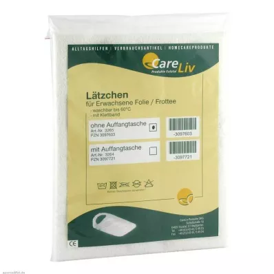 LÄTZCHEN Folija za odrasle/bijeli frotir s čičkom, 1 kom LÄTZCHEN Folija za odrasle/bijeli frotir s čičkom, 1 kom