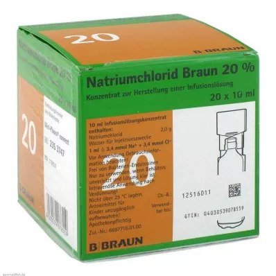 NATRIUMCHLORID 20% MPC koncentrat elektrolita, 20X10 ml