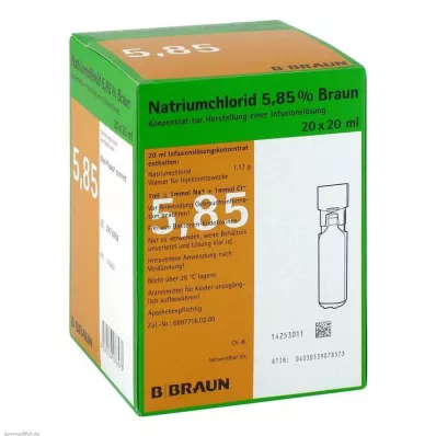 NATRIUMCHLORID 5,85% smeđa MPC koncentrat otopine za infuziju, 20X20 ml