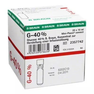 GLUCOSE 40% B.Braun Mini Plasco connect Inf.-L.-K., 20X10 ml GLUCOSE 40% B.Braun Mini Plasco connect Inf.-L.-K., 20X10 ml