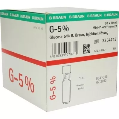 GLUCOSE 5% B.Braun Mini Plasco connect Inj. otopina, 20X10 ml