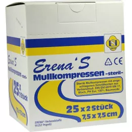 ERENA Kompresa od gaze 7,5x7,5 cm sterilna 8-struka, 25x2 kom