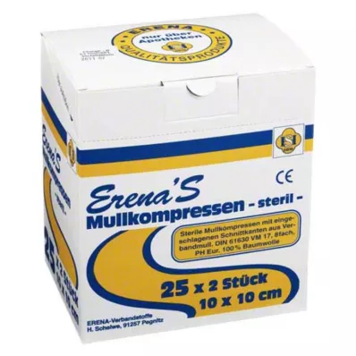 ERENA Kompresa od gaze 10x10 cm sterilna 8 puta, 25x2 kom ERENA Kompresa od gaze 10x10 cm sterilna 8 puta, 25x2 kom