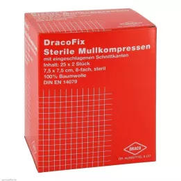 DRACOFIX PEEL Komprese 7,5x7,5 cm sterilne 8-struke, 25x2 kom