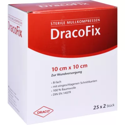 DRACOFIX PEEL Komprese 10x10 cm sterilne 8-struke, 25x2 kom