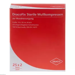 DRACOFIX PEEL Komprese 10x10 cm sterilne 8-struke, 25x2 kom
