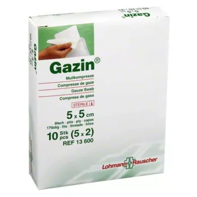 GAZIN Gaza komp.5x5 cm sterilna 8-struka, 5X2 kom