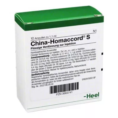 China Homaccord S ampule, 10 kom