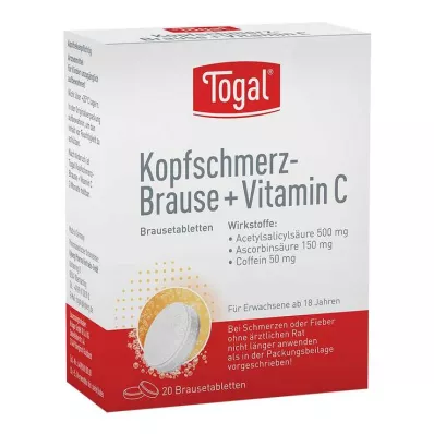 TOGAL Glavobolja šumeće + Vit.C šumeće tablete, 20 kom