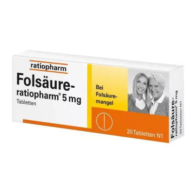 FOLSÄURE-RATIOPHARM 5 mg tablete, 20 kom