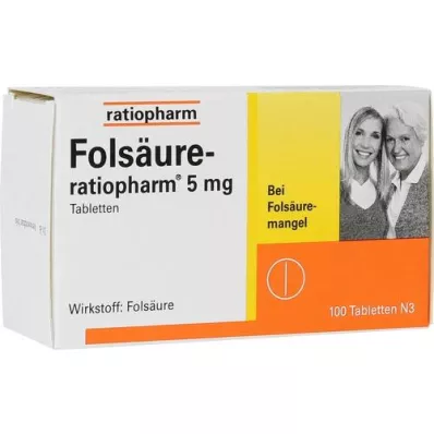 FOLSÄURE-RATIOPHARM 5 mg tablete, 100 kom