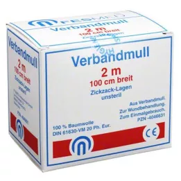 VERBANDMULL 2x1 m cik-cak BW 20/100 nesterilno, 1 kom