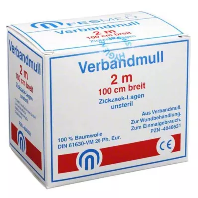 VERBANDMULL 2x1 m cik-cak BW 20/100 nesterilno, 1 kom