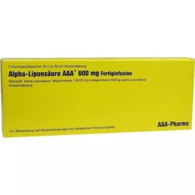 ALPHA LIPONSÄURE AAA Bočice za injekcije od 600 mg, 5X50 ml