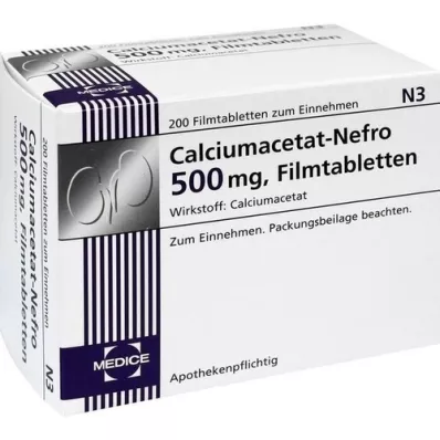 CALCIUMACETAT NEFRO 500 mg filmom obložene tablete, 200 kom