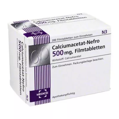 Kalcij acetat Nefro 500 mg filmom obložene tablete, 200 kom Kalcij acetat Nefro 500 mg filmom obložene tablete, 200 kom