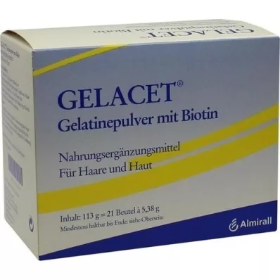 GELACET Želatina u prahu s biotinom u vrećici, 21 kom