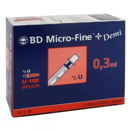 BD MICRO-FINE+ inzulinska štrcaljka 0,3 ml U100 0,3x8 mm, 100 kom