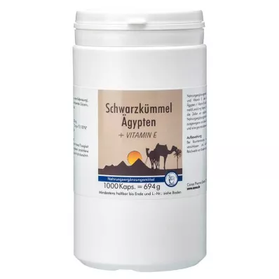 SCHWARZKÜMMEL ÄGYPTEN+E kapsule, 1000 kom