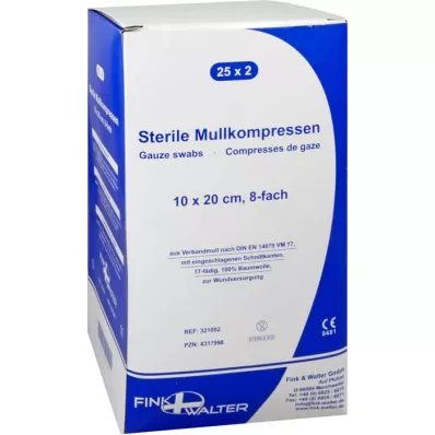 MULLKOMPRESSEN 10x20 cm sterilni 8-struki, 25X2 kom