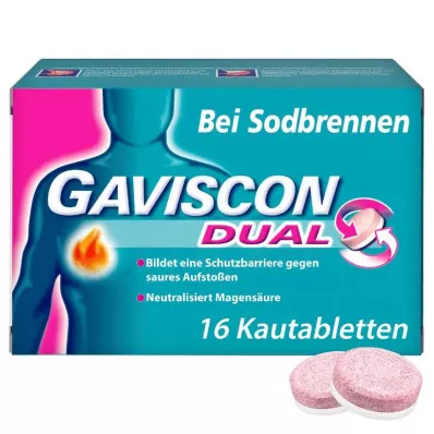 GAVISCON® Dual tablete za žvakanje s dvostrukim djelovanjem protiv žgaravice, 16 kom