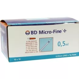 BD MICRO-FINE+ inzulinska štrcaljka 0,5 ml U100 12,7 mm, 100X0,5 ml