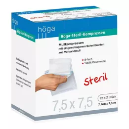HÖGA-KOMPRESSEN 7,5x7,5 cm sterilni 8-slojni, 25X2 kom
