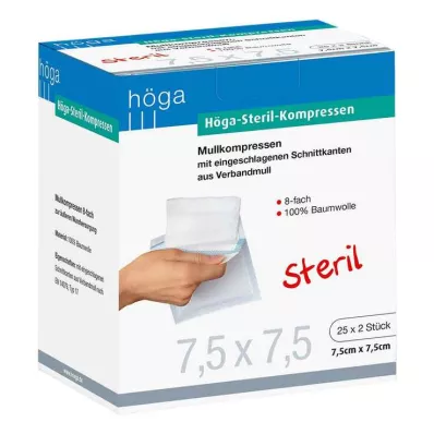 HÖGA-KOMPRESSEN 7,5x7,5 cm sterilni 8-slojni, 25X2 kom