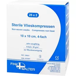 VLIESKOMPRESSEN 10x10 cm sterilni 4-struki, 25X2 kom