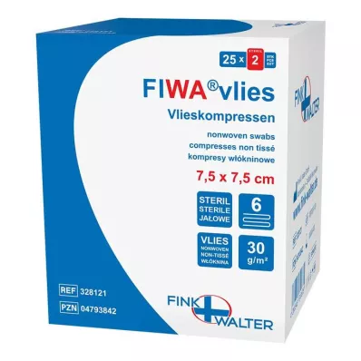VLIESKOMPRESSEN 7,5x7,5 cm sterilni 6-struki, 25X2 kom