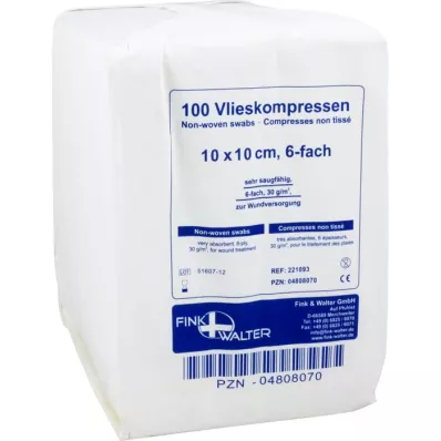 VLIESKOMPRESSEN 10x10 cm nesterilno 6-struko, 100 kom