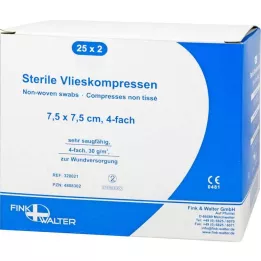 VLIESKOMPRESSEN 7,5x7,5 cm sterilni 4-struki, 25X2 kom