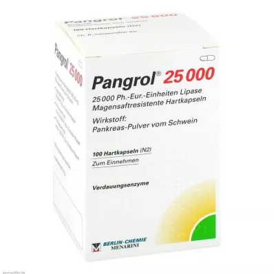 Pangrol 25000 tvrde kapsule s gastrorezistentnom ovojnicom, 100 kom