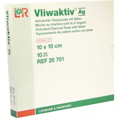 VLIWAKTIV AG Tampon od aktivnog ugljena sa srebrom 10x10 cm, 10 kom