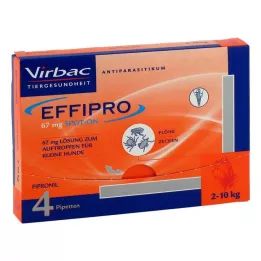 EFFIPRO 67 mg Pip. Otopina za kapanje za male pse, 4 kom