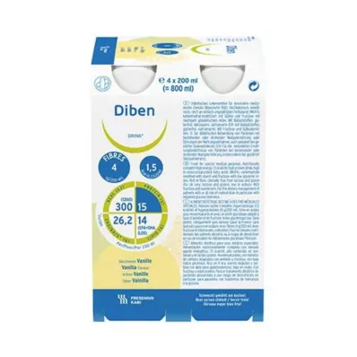 DIBEN DRINK Vanilija 1,5 kcal/ml, 4X200 ml DIBEN DRINK Vanilija 1,5 kcal/ml, 4X200 ml