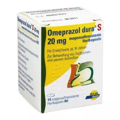OMEPRAZOL dura S 20 mg gastrorezistentne tvrde kapsule, 14 kom