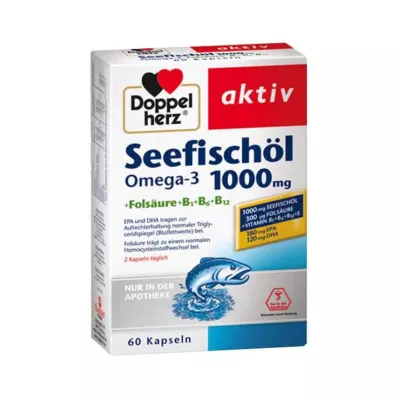 DOPPELHERZ Ulje morske ribe Omega-3 1000 mg+fol.kaps., 60 kom DOPPELHERZ Ulje morske ribe Omega-3 1000 mg+fol.kaps., 60 kom