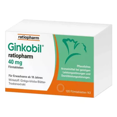 GINKOBIL-ratiopharm 40 mg filmom obložene tablete, 120 kom GINKOBIL-ratiopharm 40 mg filmom obložene tablete, 120 kom