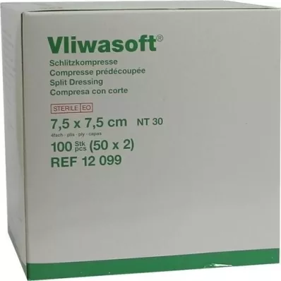 VLIWASOFT Prorezne komprese 7,5x7,5 cm sterilne 4l., 50x2 kom